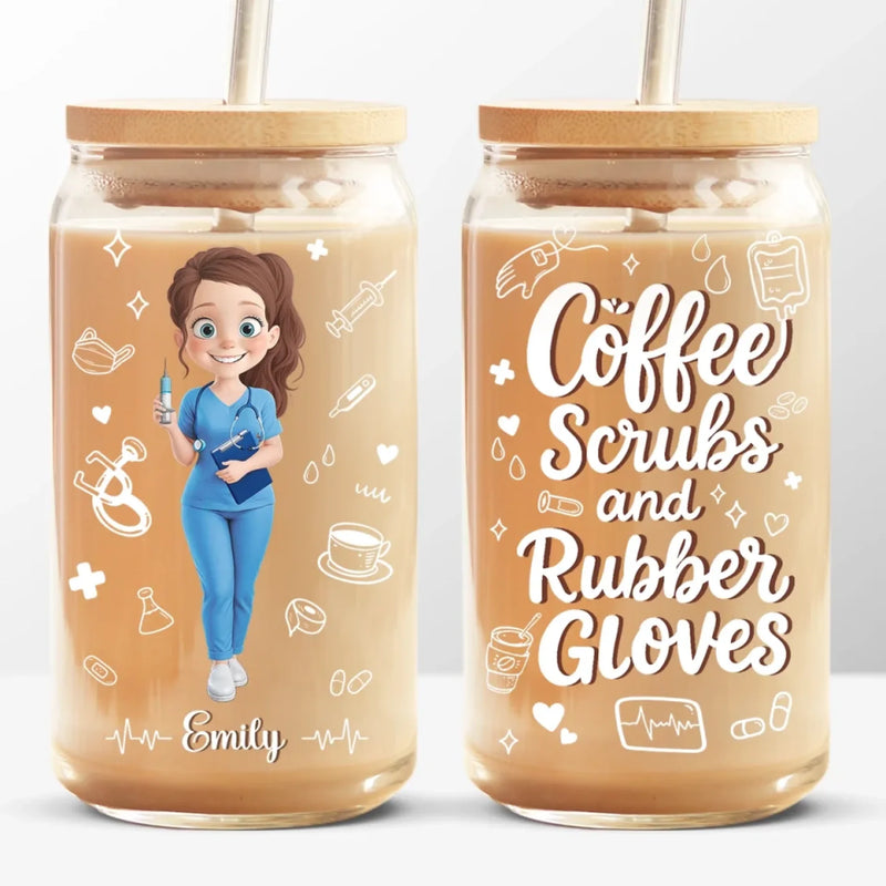 Saving Lives One Cup At A Time - Nurse Personalized Custom Glass Cup, Iced Coffee Cup - Appreciation, Thank You Gift, Nurse Life, Doctor Life