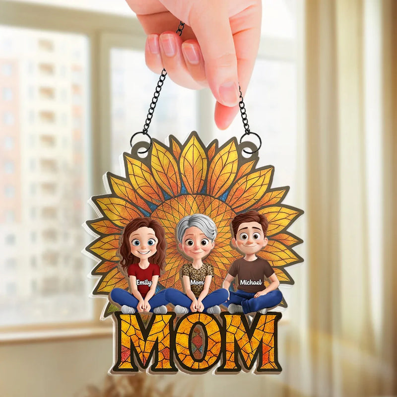 She’s The Sunshine That Holds Us Together - Family Personalized Window Hanging Suncatcher Ornament - Mother's Day, Gift For Mom, Grandma