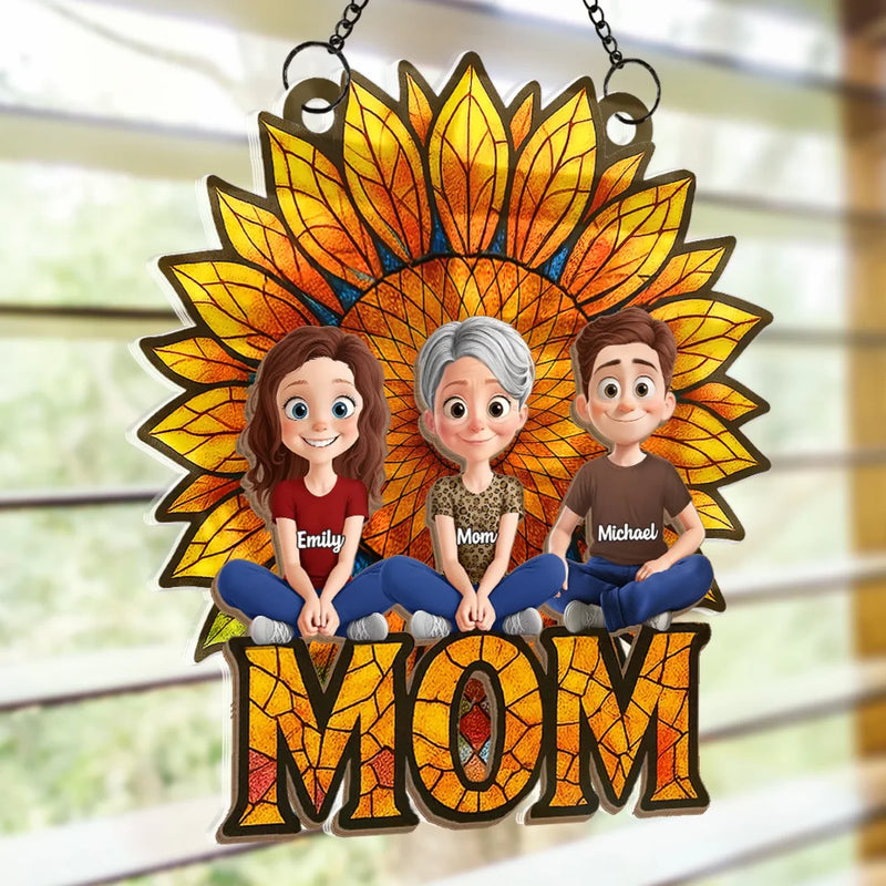 She’s The Sunshine That Holds Us Together - Family Personalized Window Hanging Suncatcher Ornament - Mother's Day, Gift For Mom, Grandma