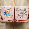 Nursing Is A Work Of Heart - Nurse Personalized Custom Marble Mug - Appreciation, Thank You Gift, Nurse Life, Doctor Life