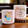 Nursing Is A Work Of Heart - Nurse Personalized Custom Marble Mug - Appreciation, Thank You Gift, Nurse Life, Doctor Life