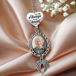 Custom Photo You Are Always In My Heart - Memorial Personalized Custom Graduation Tassel Heart & Angel Wing Charm - Sympathy Gift, Graduation Gift For Family