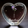 Rooted In Love, Blossomed In Her Heart - Family Personalized Custom 3D Crystal Heart Shaped - Mother's Day, Gift For Mom, Grandma