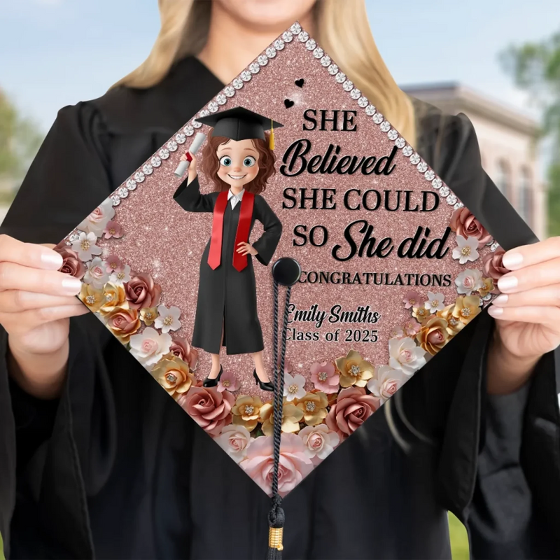 Dream Big Shine Bright - Family Personalized Custom Graduation Cap - Graduation Gift For Family Members, Siblings, Brothers, Sisters