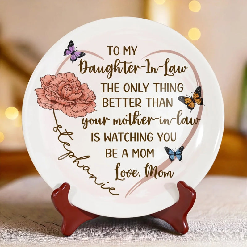 My Heart Grows Bigger With You In It - Family Personalized Custom Ceramic Plate - Mother's Day, Gift For Mom, Daughter