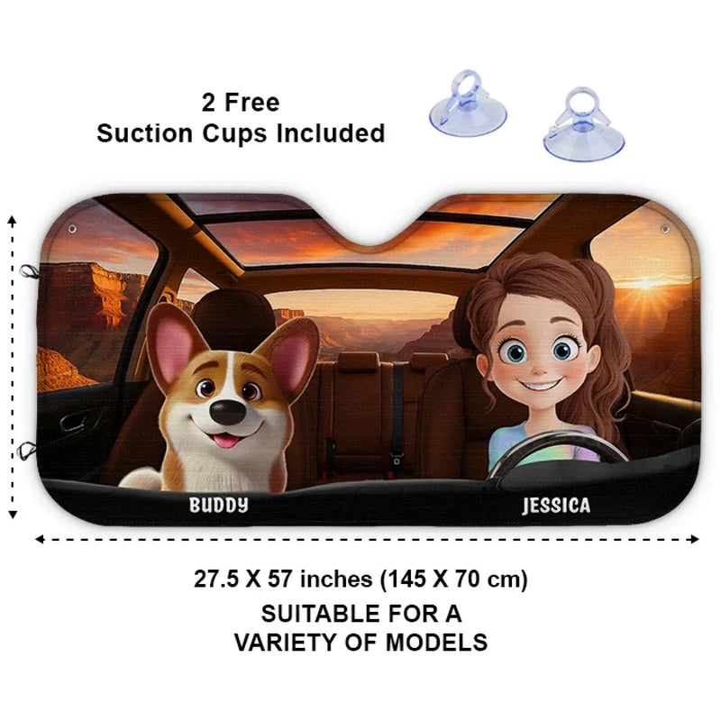 Paw-Sitively The Best Dog Mom Ever - Dog & Cat Personalized Custom Auto Windshield Sunshade, Car Window Protector - Mother's Day, Gift For Pet Owners, Pet Lovers