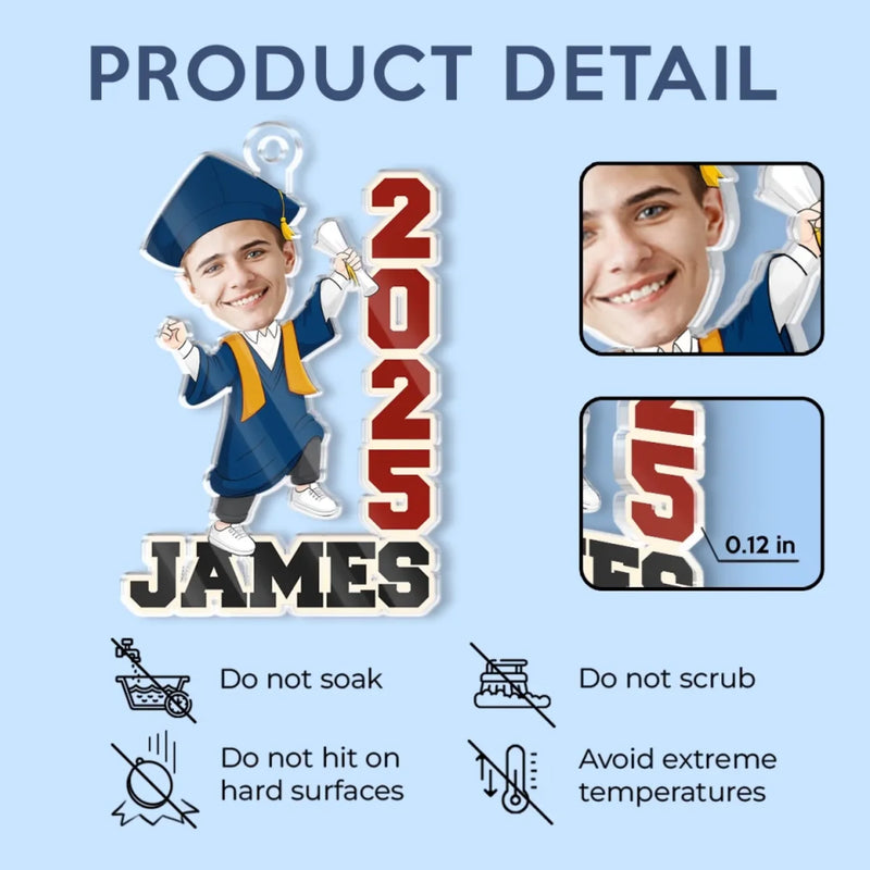 Custom Photo Cheers To The Tassel Hustle - Family Personalized Custom Car Ornament - Acrylic Custom Shaped - Graduation Gift For Family Members, Siblings, Brothers, Sisters