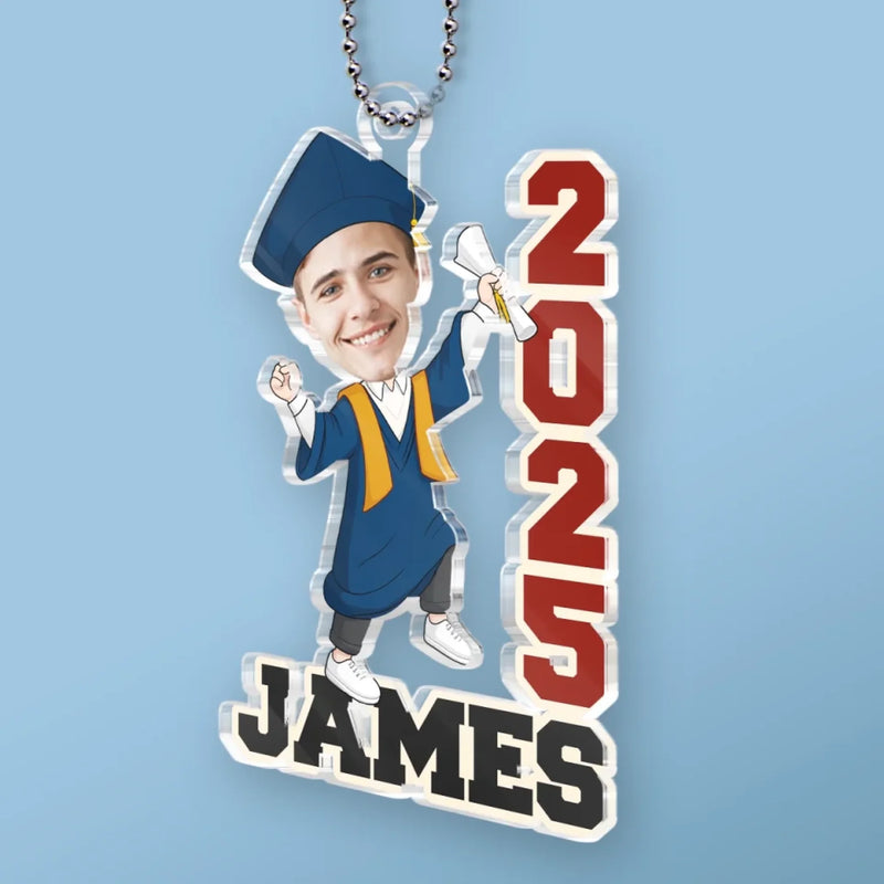 Custom Photo Cheers To The Tassel Hustle - Family Personalized Custom Car Ornament - Acrylic Custom Shaped - Graduation Gift For Family Members, Siblings, Brothers, Sisters