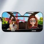 Custom Name Dog Lover Road Trip Gifts - Personalized Auto Sunshade