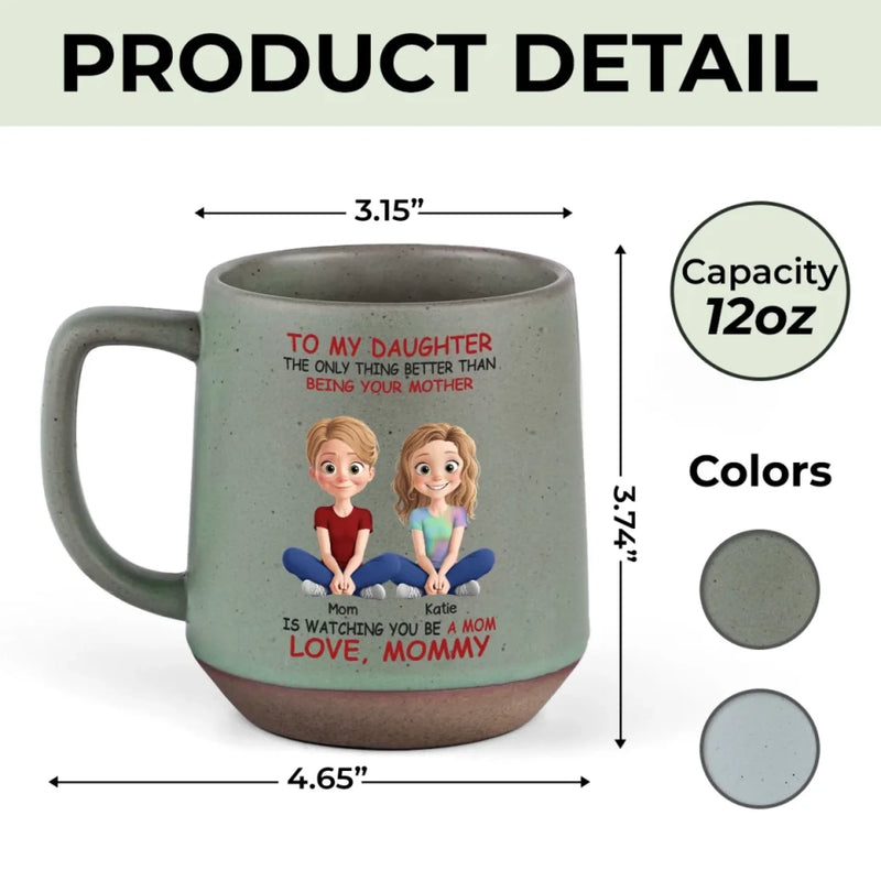 Watching You Be A Mom Warms My Heart - Family Personalized Custom Printed Stoneware 12oz Mug - Mother's Day, Gift For Mom, Daughter