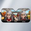 Family Rides And Puppy Vibes - Dog & Cat Personalized Custom Auto Windshield Sunshade, Car Window Protector - Gift For Couple, Anniversary, Pet Owners, Pet Lovers