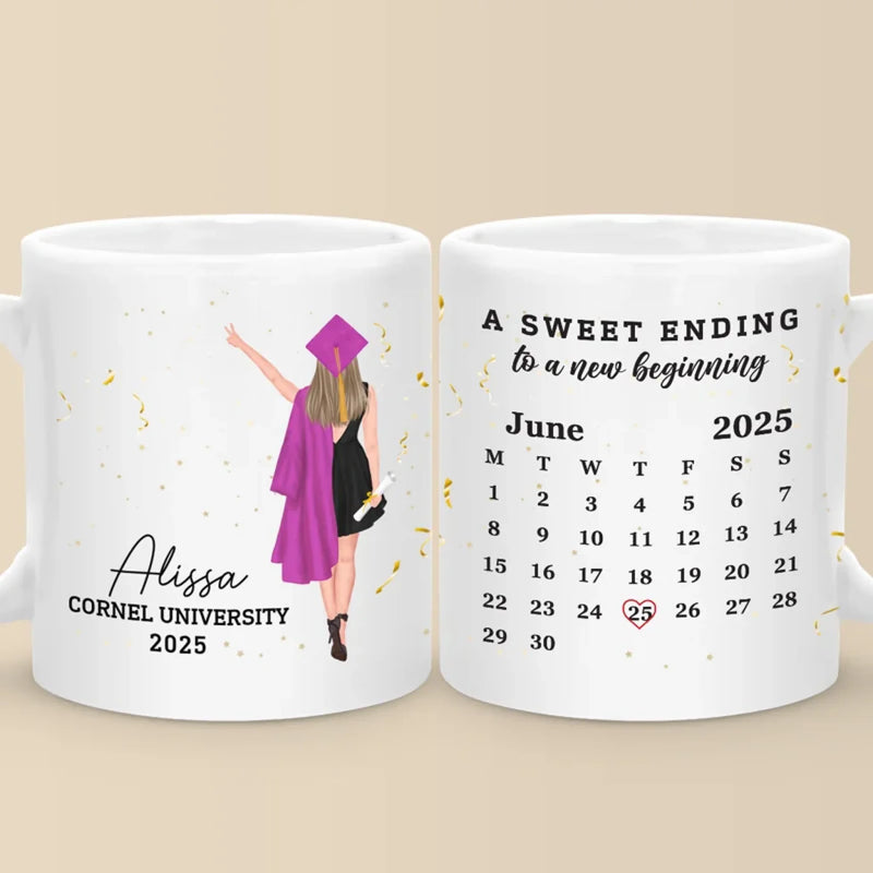 A Sweet Ending To A New Beginning - Family Personalized Custom Mug - Graduation Gift For Family Members, Siblings, Brothers, Sisters