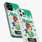 Born To Care, Trained To Heal - Nurse Personalized Custom Clear Phone Case - Appreciation, Thank You Gift, Nurse Life, Doctor Life