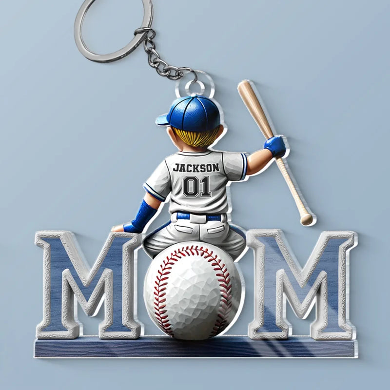 Baseball Life, Mom’s Pride - Family Personalized Custom Shaped Acrylic Keychain - Mother's Day, House Warming Gift For Mom, Sport Lovers, Sport Players