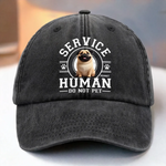 Custom Vintage Washed Denim Baseball Cap - Personalized Birthday Gifts For Dog Lovers, Dad, Mom - Service Human, Do Not Pet