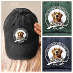 This Human Belongs To Me - Dog Personalized Custom Vintage Washed Denim Baseball Cap - Father's Day, Mother's Day, Gift For Dog Lovers