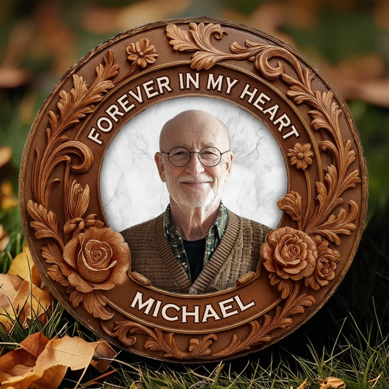 Custom Photo Always With Us, Always Watching Over - Memorial Personalized Custom Round Shaped Stone With Stand - Sympathy Gift For Family Members
