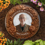 Custom Photo Always With Us, Always Watching Over - Memorial Personalized Custom Round Shaped Stone With Stand - Sympathy Gift For Men