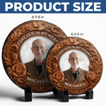 Custom Photo Always With Us, Always Watching Over - Memorial Personalized Custom Round Shaped Stone With Stand - Sympathy Gift For Men