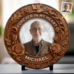 Custom Photo Always With Us, Always Watching Over - Memorial Personalized Custom Round Shaped Stone With Stand - Sympathy Gift For Men