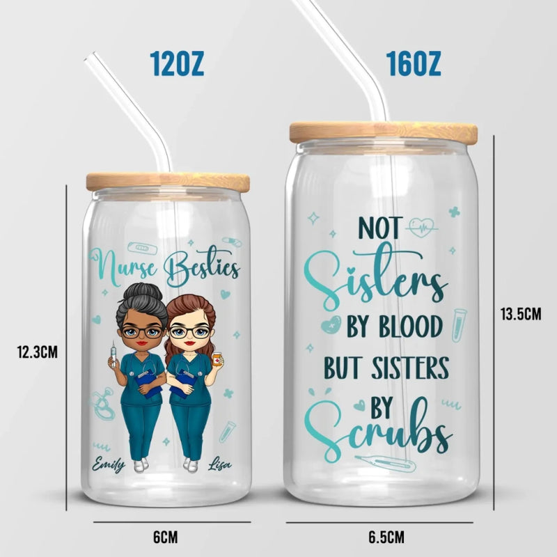 Not Just Coworkers, Scrub Soulmates - Nurse Personalized Custom Glass Cup, Iced Coffee Cup - Appreciation, Thank You Gift, Nurse Life, Doctor Life