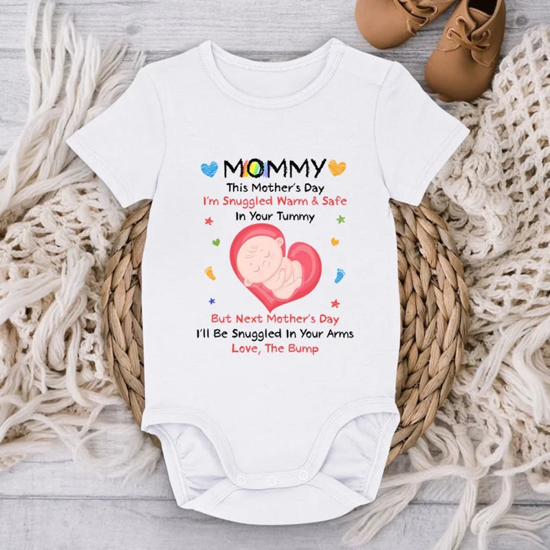 Snuggled in Your Tummy, Loved Forever - Family Personalized Custom Baby Onesie - Mother's Day, Baby Shower Gift, Gift For First Mom, Baby Kids, Newborn Baby