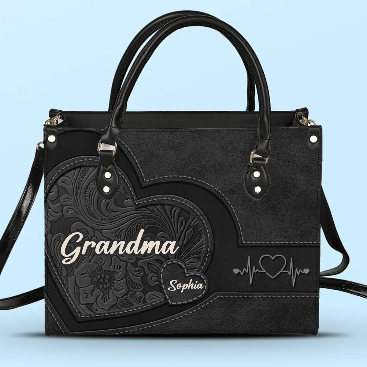 Grandmothers Are The Roots Of A Family Tree - Family Personalized Custom Leather Handbag - Gift For Mom, Grandma
