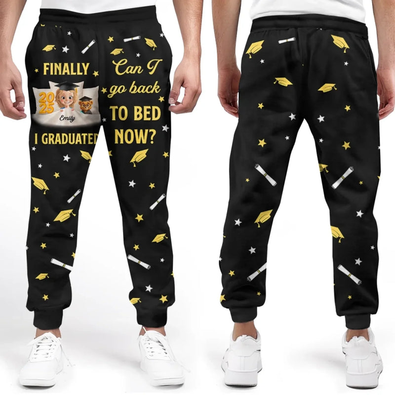 Diploma In Hand, Bedtime Begins - Family Personalized Custom Unisex Sweatpants - Graduation Gift For Family Members, Siblings, Brothers, Sisters