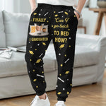Diploma In Hand, Bedtime Begins - Family Personalized Custom Unisex Sweatpants - Graduation Gift For Family