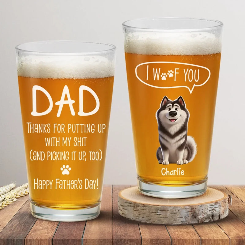 Happy Father's Day To My Snack Provider - Dog Personalized Custom Beer Glass - Father's Day, Gift For Pet Owners, Pet Lovers