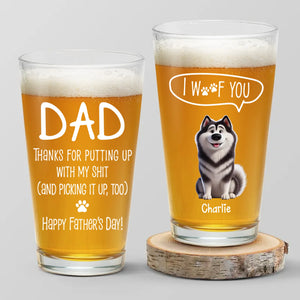 Bonne fête des pères à mon fournisseur de collations ! Verre à bière personnalisé pour chien ! Cadeau pour la fête des pères, pour les propriétaires d'animaux et les amoureux des animaux.