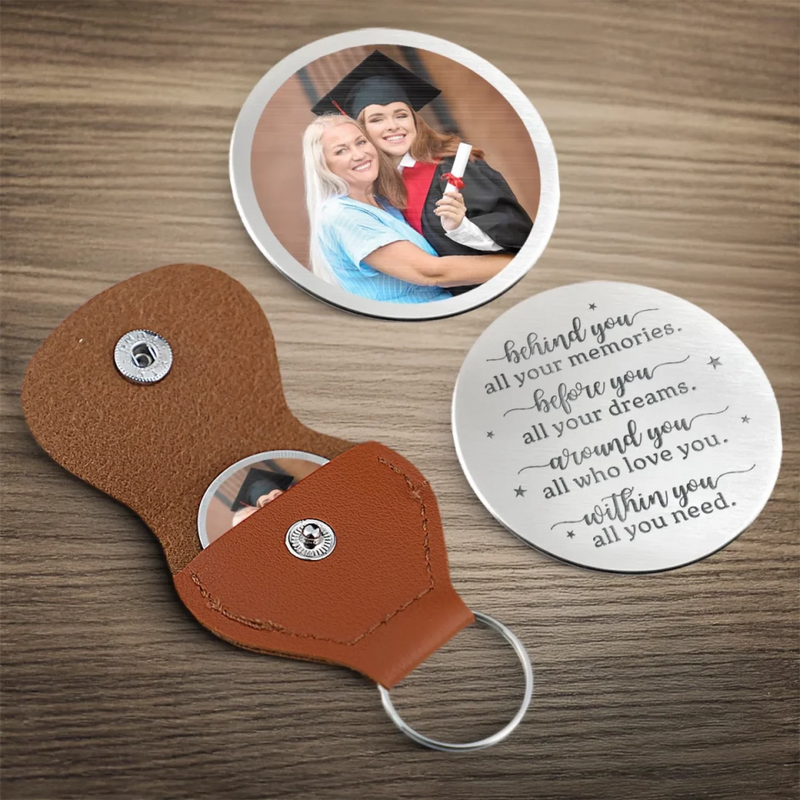 Custom Photo Caps Off To Your Journey - Family Personalized Custom Pocket Hug - Graduation Gift For Family Members, Siblings, Brothers, Sisters