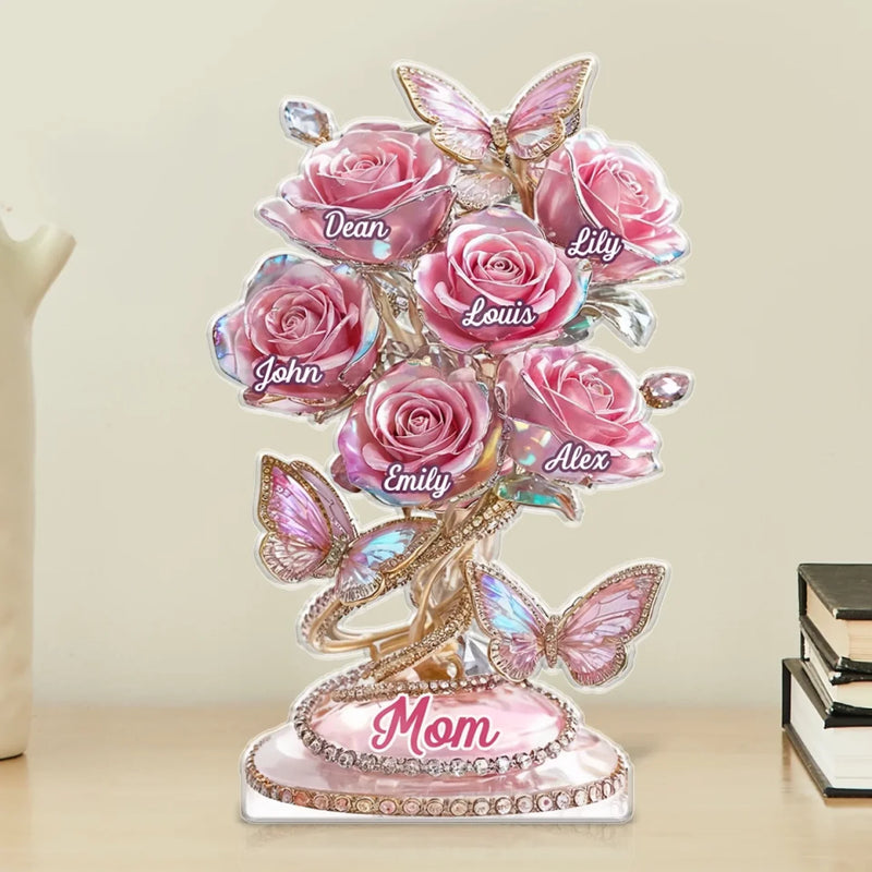 Each Rose Holds A Piece Of Your Heart - Family Personalized Custom Acrylic Plaque Custom Shape - Mother's Day, Gift For Mom, Grandma
