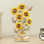 Her Love, Her Sunflowers - Family Personalized Custom Acrylic Plaque Custom Shape - Mother's Day, Gift For Mom, Grandma