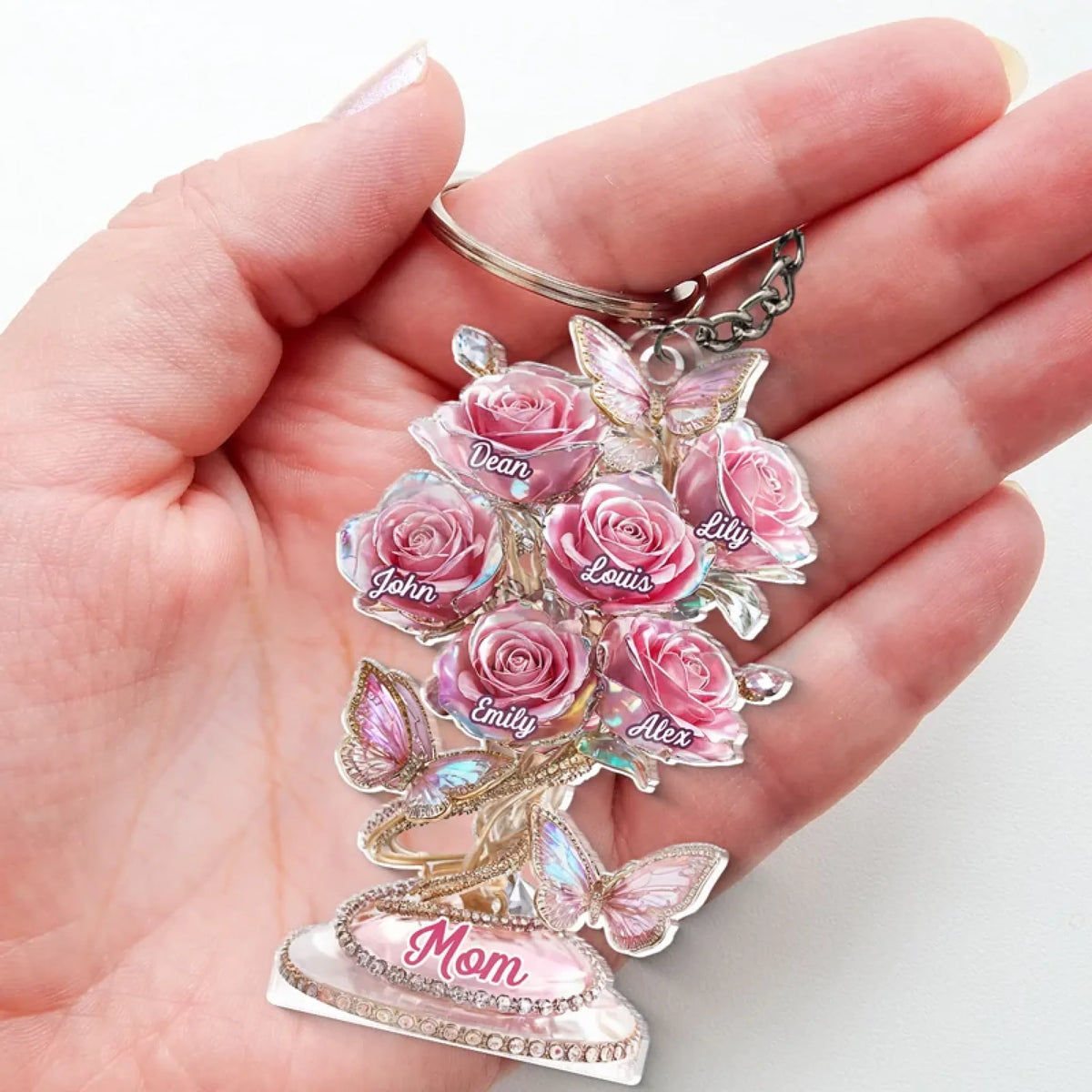 A Garden Of Love Begins With You - Family Personalized Custom Shaped Acrylic Keychain - Mother's Day, Gift For Mom, Grandma