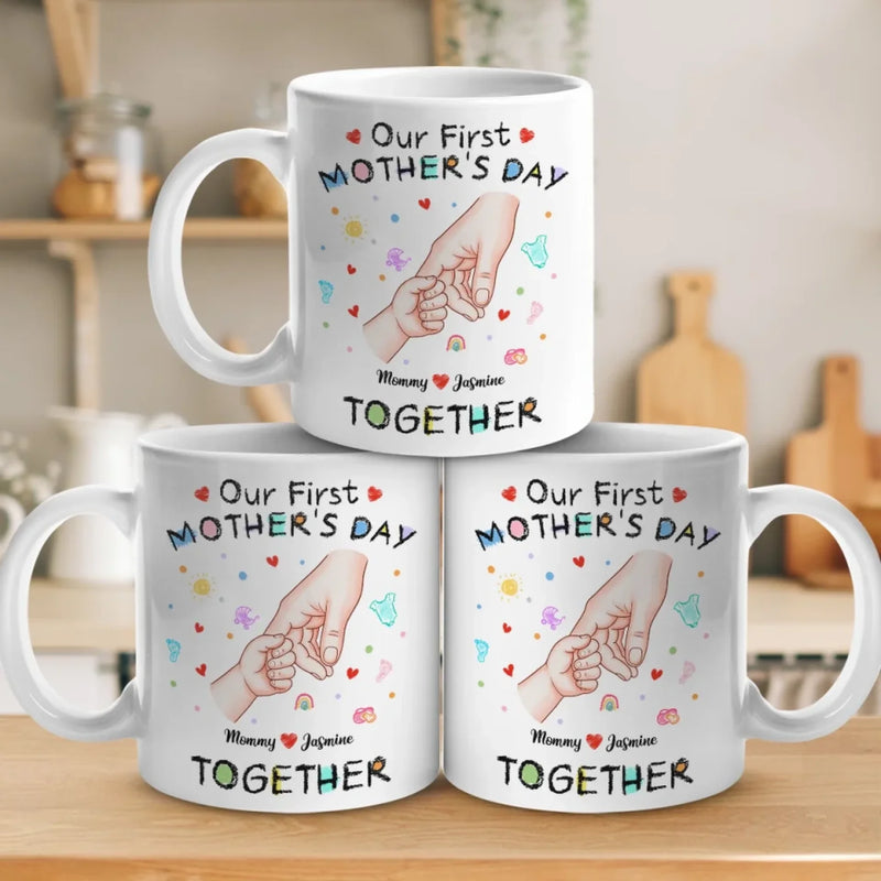 Your Tiny Hand, My Whole Heart - Family Personalized Custom Mug - Mother's Day, Baby Shower Gift, Gift For First Mom