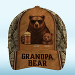 Raised Right By The Strongest Bear - Family Personalized Custom Hat, All Over Print Classic Cap - Father's Day, Gift For Grandpa, Dad