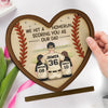 We Hit A Homerun Scoring You As Our Dad - Family Personalized Custom Shaped 2-Layered Wooden Plaque With Flat Stand - Father's Day, House Warming Gift For Dad, Sport Lovers, Sport Players