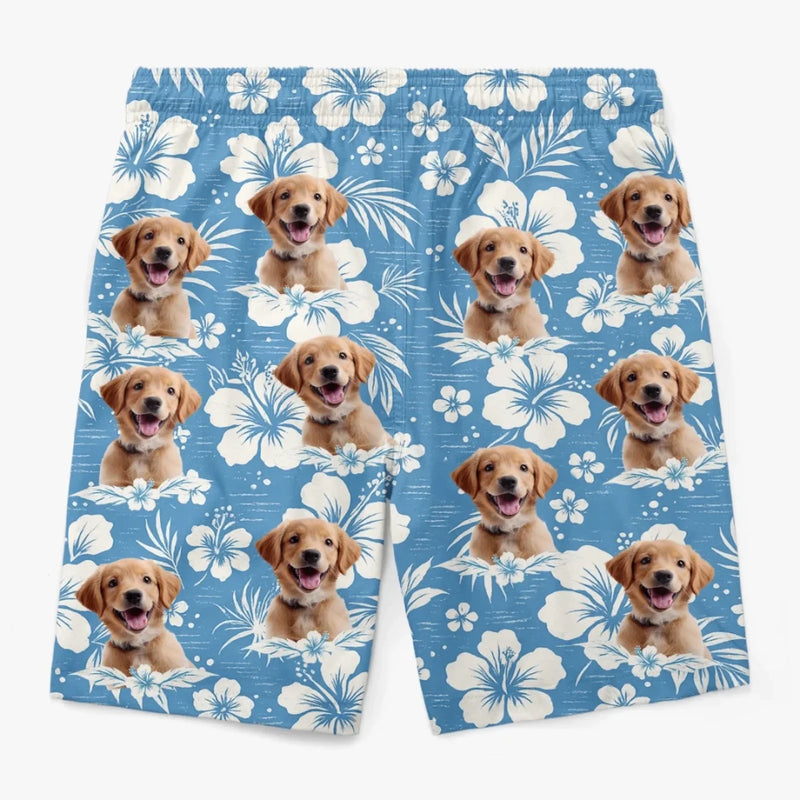 Custom Photo Pawsitive Island Energy - Dog & Cat Personalized Custom Tropical Hawaiian Aloha Men Beach Shorts - Summer Vacation Gift For Pet Owners, Pet Lovers