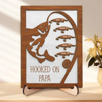 Hooked On You And The Good Life - Family Personalized Custom 2-Layered Wooden Plaque With Stand - Father's Day, Gift For Dad, Fishing Lovers