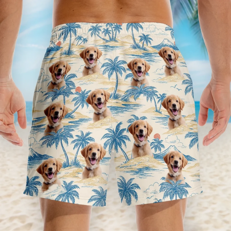 Custom Photo Tropic Like It’s Paw-Sible - Dog & Cat Personalized Custom Tropical Hawaiian Aloha Men Beach Shorts - Summer Vacation Gift For Pet Owners, Pet Lovers