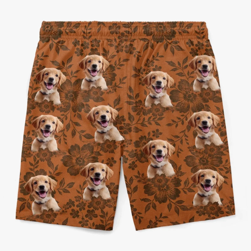 Custom Photo Sandy Paws & Aloha Days - Dog & Cat Personalized Custom Tropical Hawaiian Aloha Men Beach Shorts - Summer Vacation Gift For Pet Owners, Pet Lovers