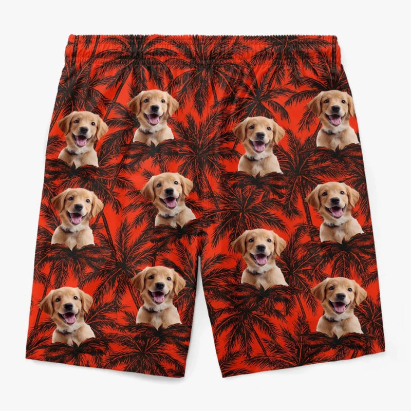 Custom Photo Pawty In Paradise - Dog & Cat Personalized Custom Tropical Hawaiian Aloha Men Beach Shorts - Summer Vacation Gift For Pet Owners, Pet Lovers