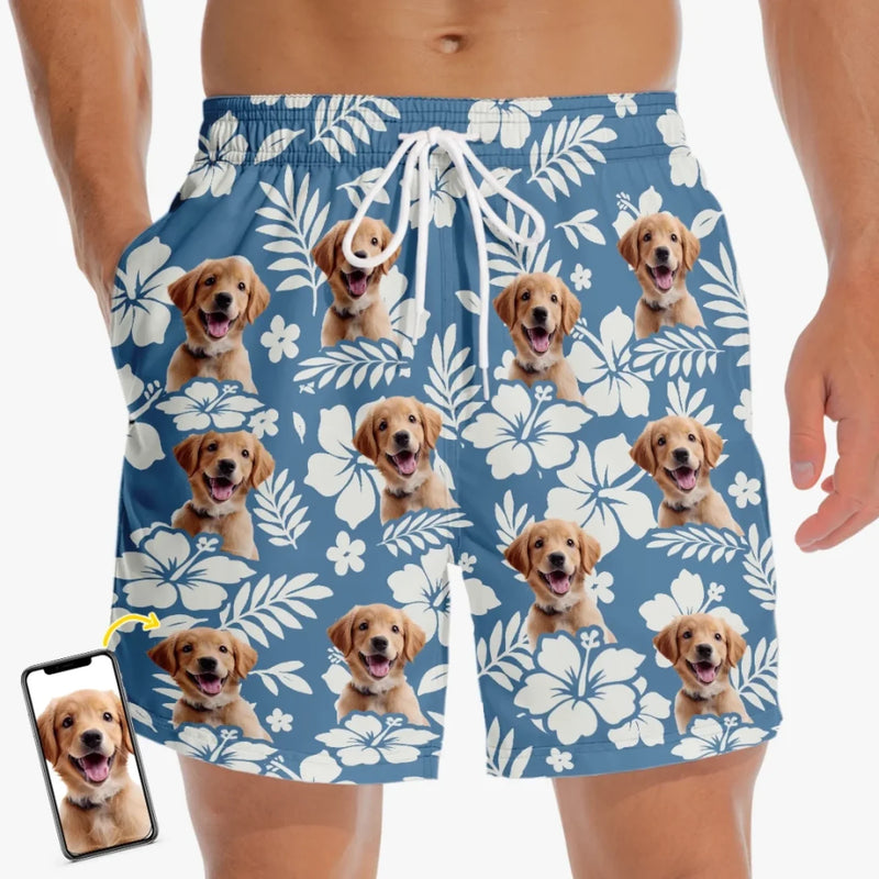 Custom Photo Aloha & Tail Wags - Dog & Cat Personalized Custom Tropical Hawaiian Aloha Men Beach Shorts - Summer Vacation Gift For Pet Owners, Pet Lovers