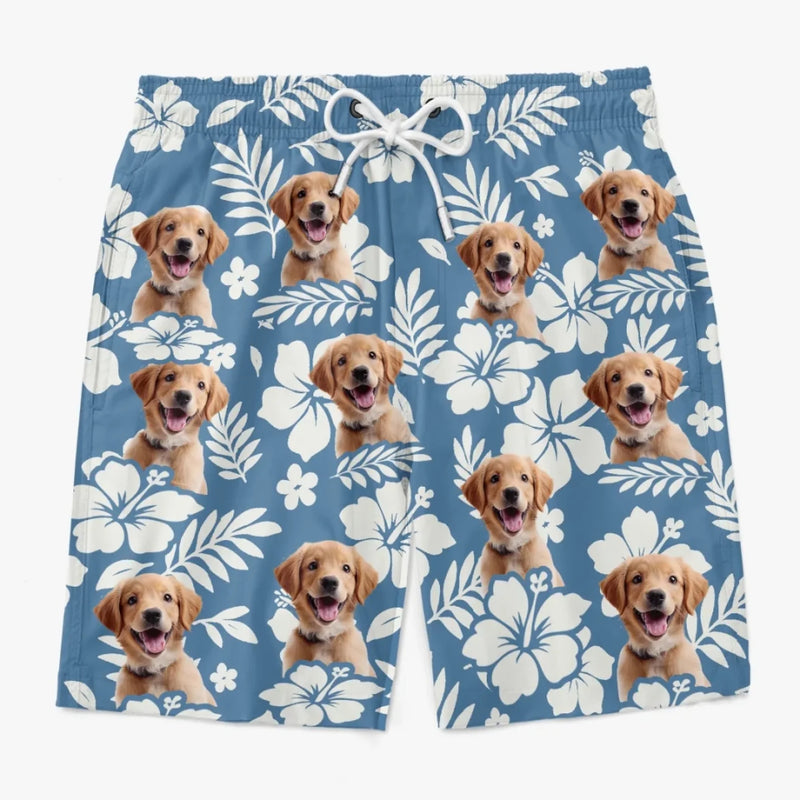 Custom Photo Aloha & Tail Wags - Dog & Cat Personalized Custom Tropical Hawaiian Aloha Men Beach Shorts - Summer Vacation Gift For Pet Owners, Pet Lovers