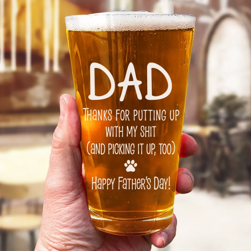 I Woof You More Than Treats - Dog Personalized Custom Beer Glass - Father's Day, Gift For Pet Owners, Pet Lovers