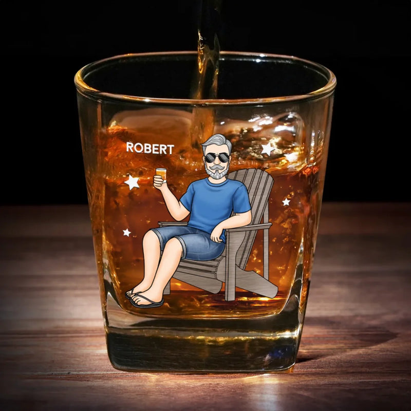 Retired And Loving It - Coworker Personalized Custom Square Whiskey Glass - Appreciation, Retirement Gift For Coworkers, Work Friends, Colleagues