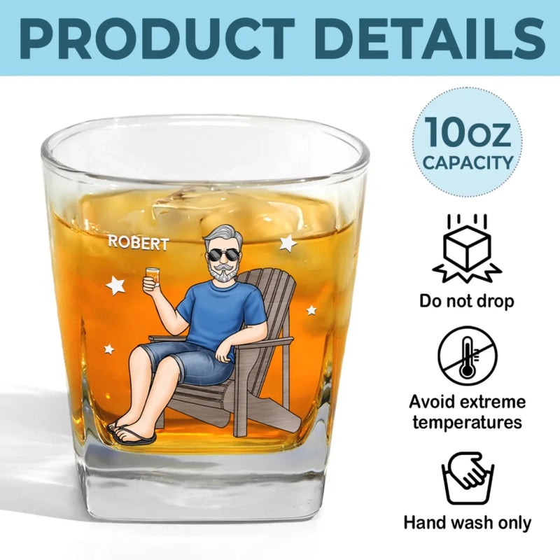Retired And Loving It - Coworker Personalized Custom Square Whiskey Glass - Appreciation, Retirement Gift For Coworkers, Work Friends, Colleagues