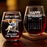 Time To Enjoy What Matters Most - Personalized Custom Wine Glass - Appreciation, Retirement Gift For Retirees, Coworkers, Best Friends