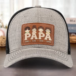Papa, Loved By His Little Crew - Family Personalized Custom Leather Patch Hat - Father's Day, Gift For Dad, Grandpa